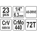 YT-14451 komplekt tööriistad 1/4\"\" 23 osa YATO