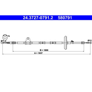 Cable Pull, parking brake ATE 24.3727-0791.2