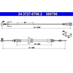 Cable Pull, parking brake ATE 24.3727-0796.2