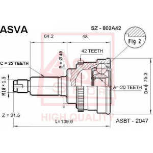 Joint Kit, drive shaft ASVA SZ-802A42