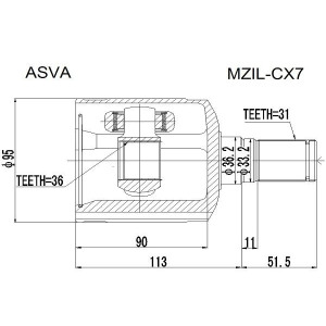 Joint Kit, drive shaft ASVA MZIL-CX7