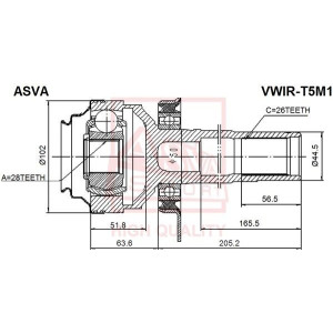Joint Kit, drive shaft ASVA VWIR-T5M1